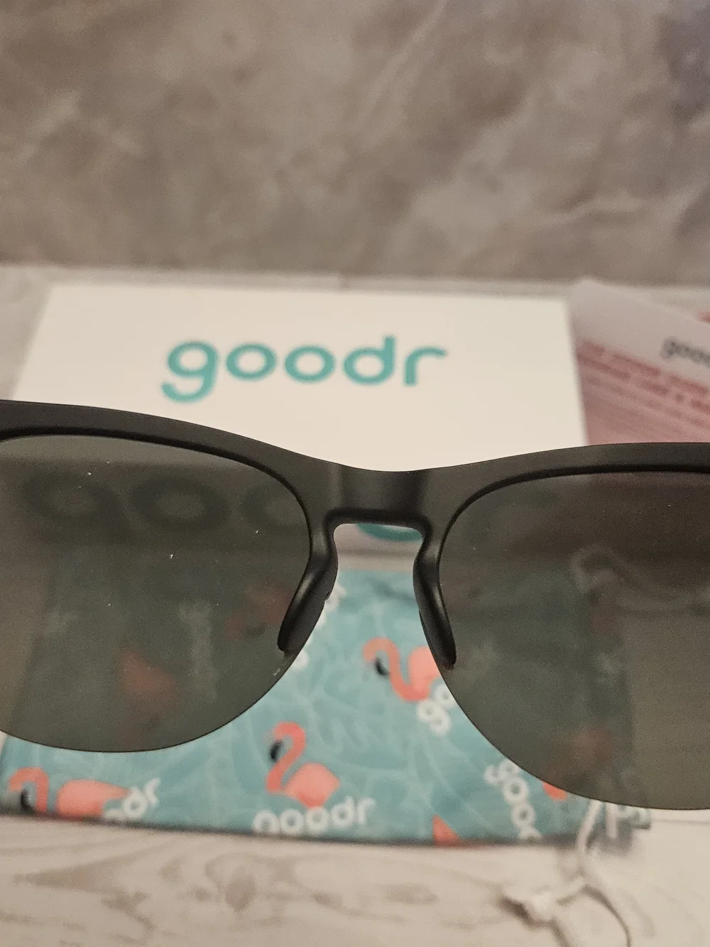 goodr Members Only Misfit Matte Black Half-rim Glasses Dark Green Lens